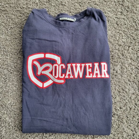 Rocawear Mens Logo T-Shirt Navy Blue Size 3XL Cotton Casual Wear Faded Official - Picture 5 of 9
